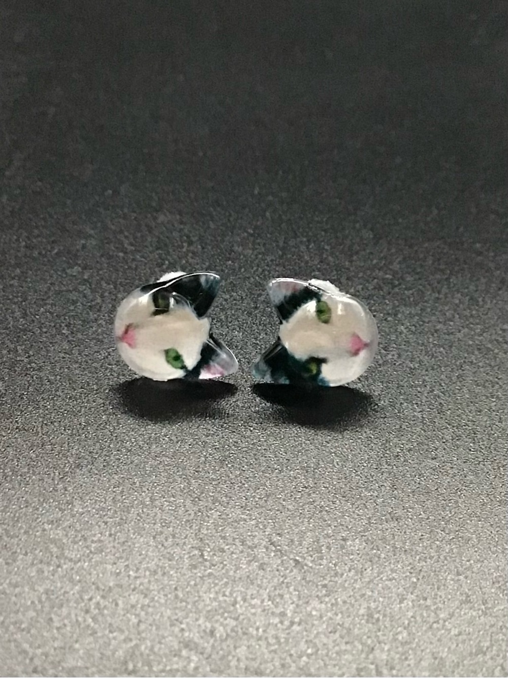 Black and White Cat Stud Earrings